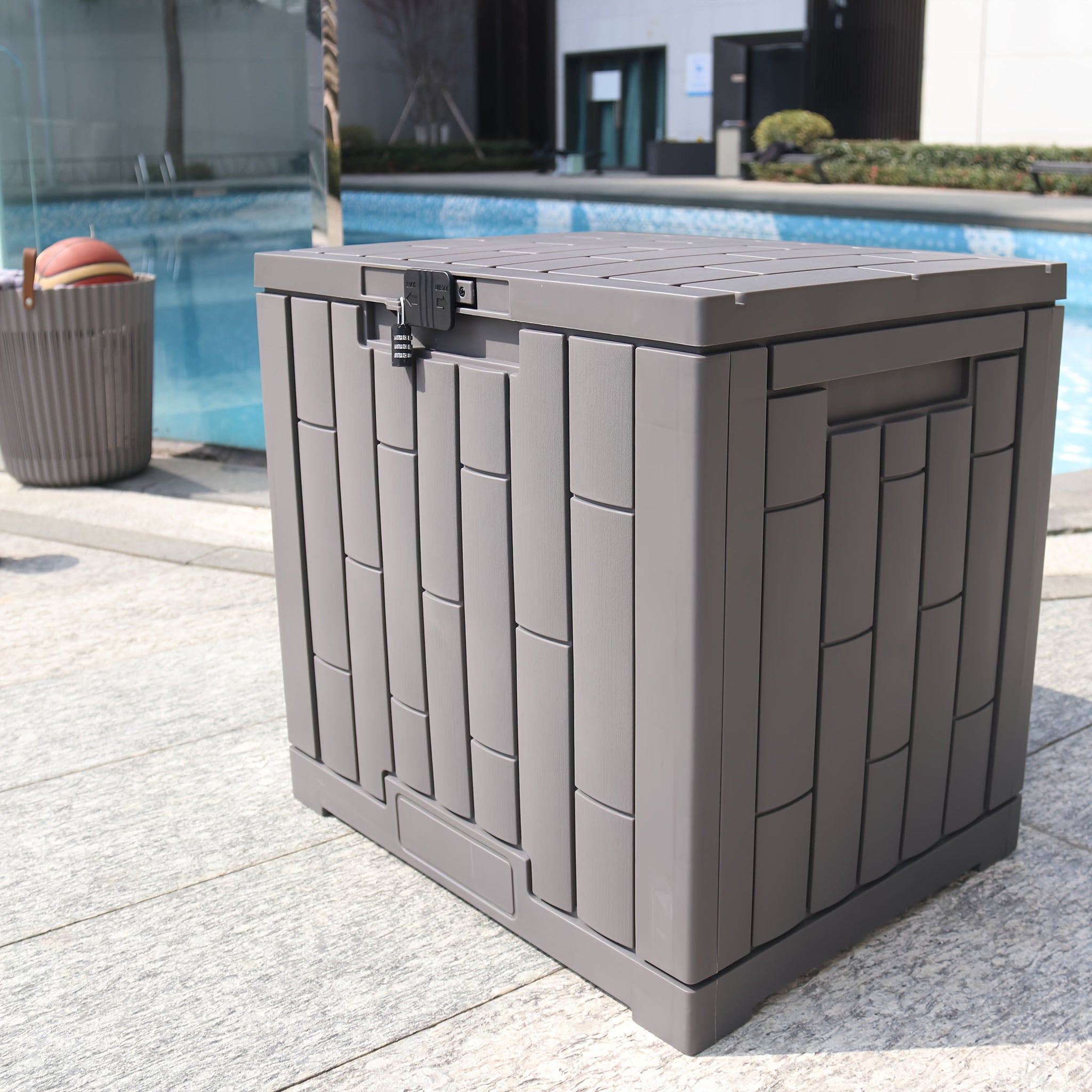 Outdoor Storage Box Lockable Plastic Deck Organizer Outdoor Storage Boxes - Tophatter Daily Deals
