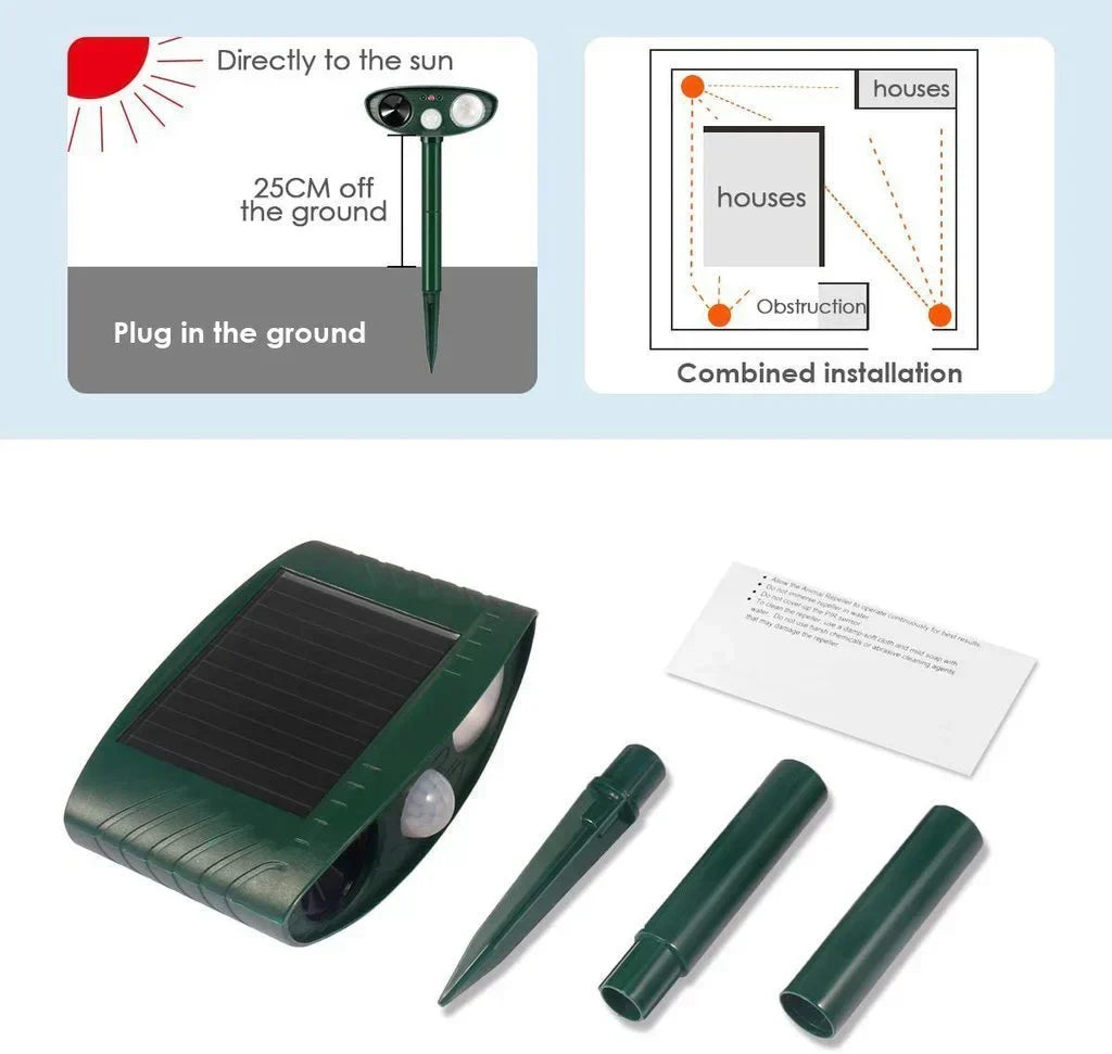 Ultrasonic Chipmunk Repeller Solar Garden Pest Deterrent - Tophatter Daily Deals