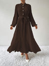 Tie Waist Long Sleeve Dress Casual Dresses - Tophatter Daily Deals