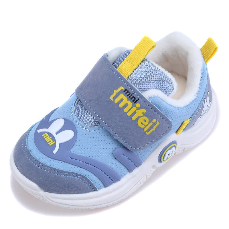 Breathable mesh shoes and children's shoes, baby non-slip toddler shoes, functional shoes Two cotton blue 0 - Tophatter Daily Deals