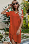 Twisted V-Neck Short Sleeve Dress Casual Dresses - Tophatter Daily Deals