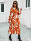 Surplice Neck Long Sleeve Midi Dress Casual Dresses - Tophatter Daily Deals