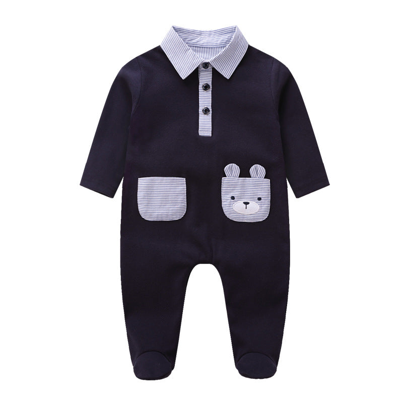 Bear pocket jumpsuit Navy Blue With collar 0 - Tophatter Daily Deals