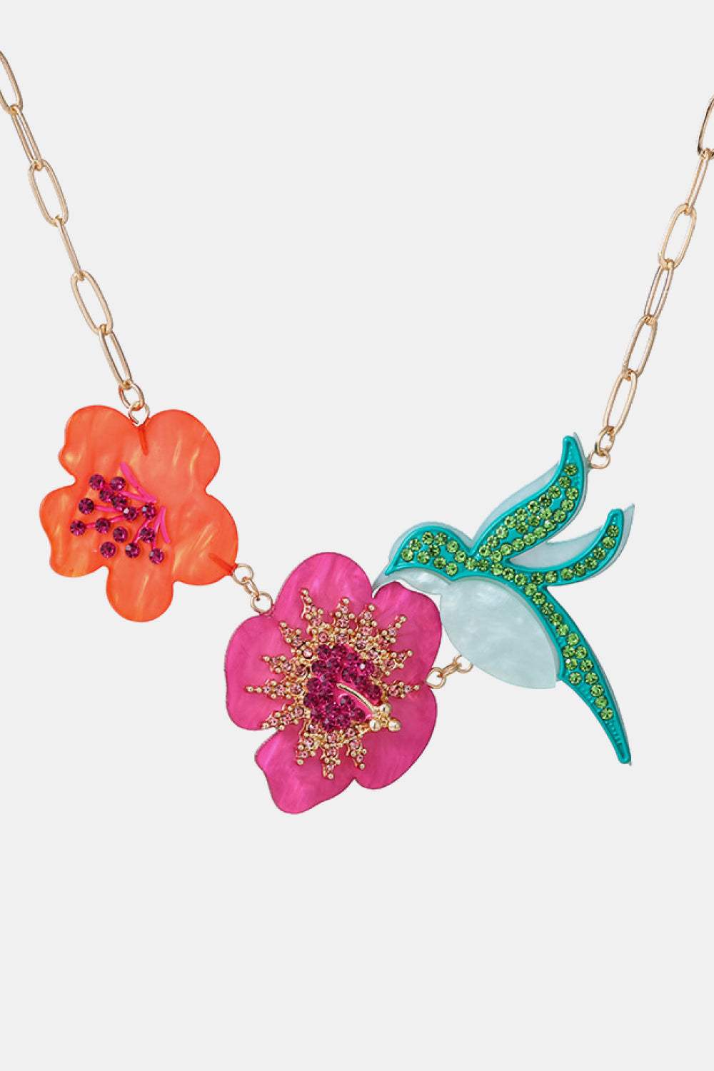 Flower & Bird Rhinestone Decor Necklace Necklaces - Tophatter Daily Deals