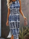 Slit Printed Round Neck Sleeveless Dress Casual Dresses - Tophatter Daily Deals