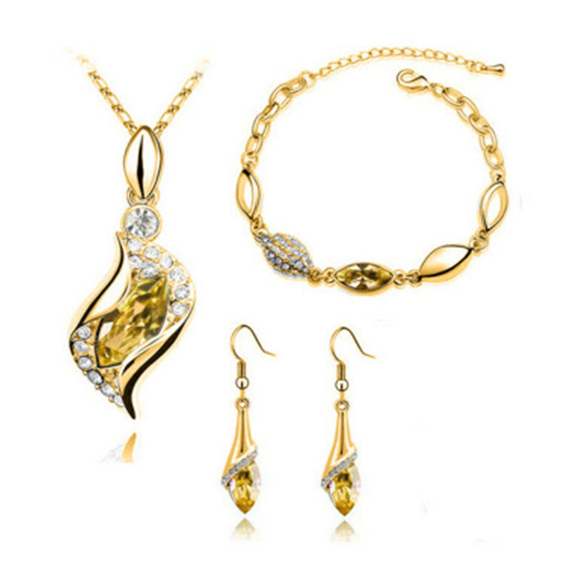 Angel Fairy Horse Eye Zircon Jewelry Set Yellow 0 - Tophatter Daily Deals