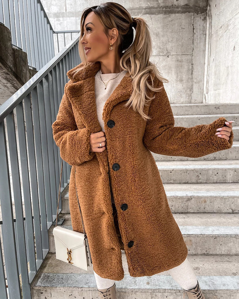 Plush Faux Fur Coat Jacket Khaki Outerwear - Tophatter Daily Deals