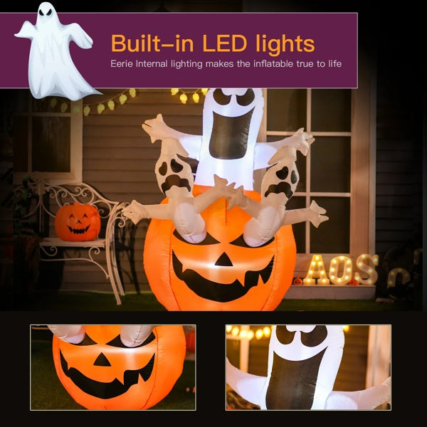 Halloween Inflatable Decoration Pumpkin With Ghosts LED 3D Changing Face Moving Picture Frame - Tophatter Daily Deals