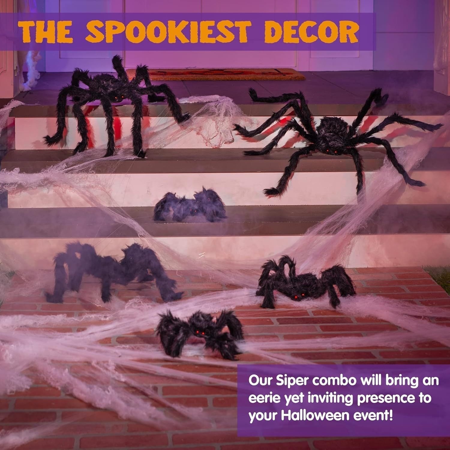 Giant Spider Halloween Decoration Set (6pcs) Halloween - Tophatter Daily Deals