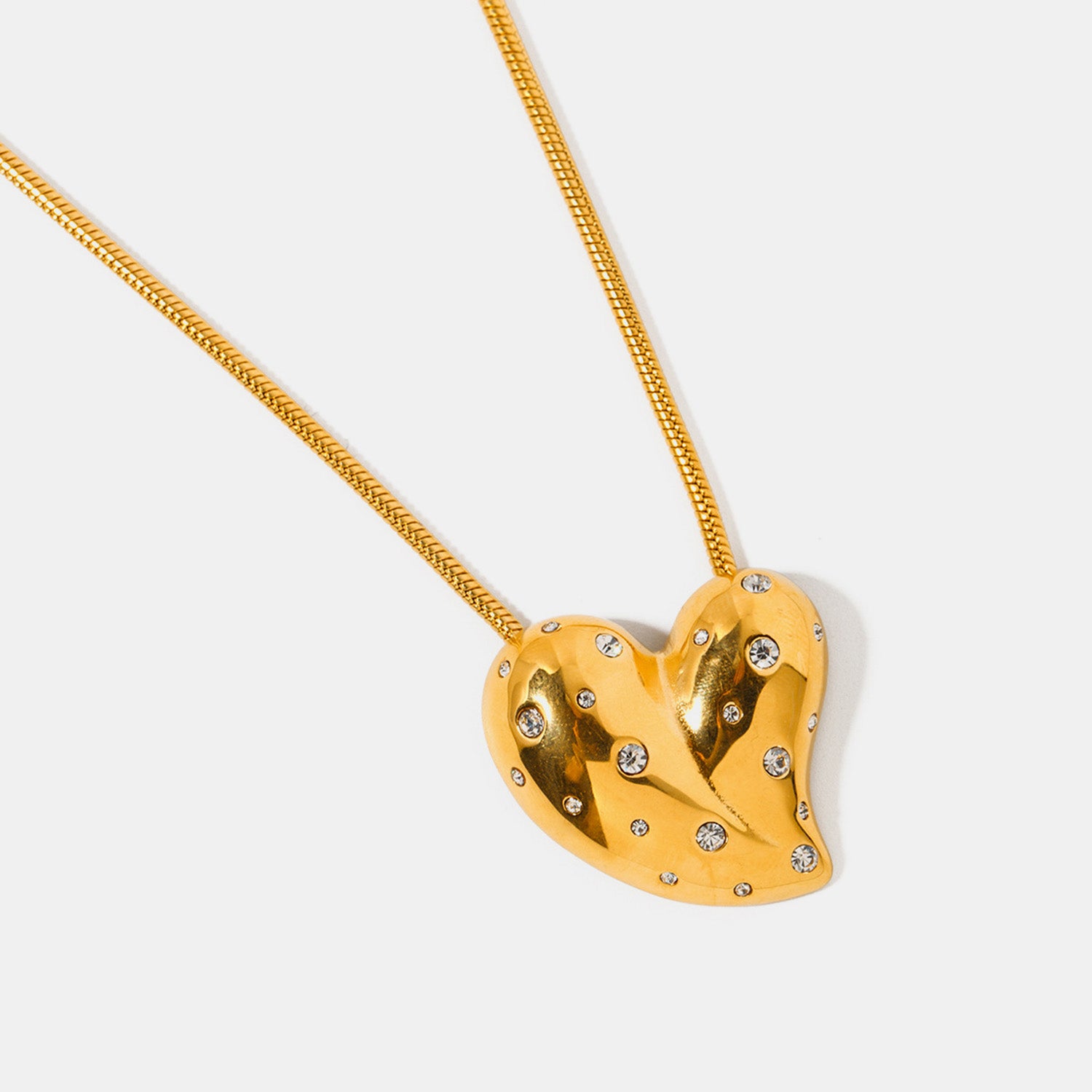 Inlaid Zircon Heart Stainless Steel Necklace Gold One Size Necklaces - Tophatter Daily Deals