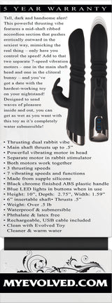 Evolved Rapid Rabbit 25.4 cm Thrusting Vibrator > Vibrators > Ladies > Rabbit Multi - Tophatter Daily Deals