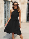 Tied Round Neck Sleeveless Dress Black Casual Dresses - Tophatter Daily Deals