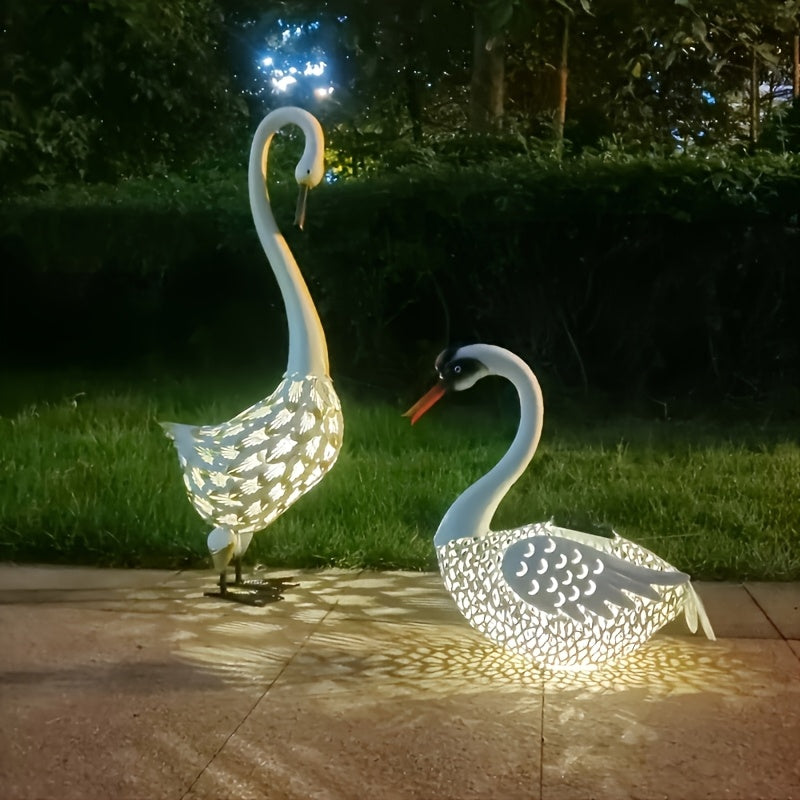 Solar Swan Garden Statue Outdoor Lawn Ornaments & Garden Sculptures - Tophatter Daily Deals