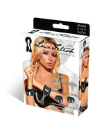 Lux Fetish Unisex Black Leatherette Cuffs with Lock, Chain, and Satin Blindfold > Bondage Gear > Restraints - Tophatter Daily Deals