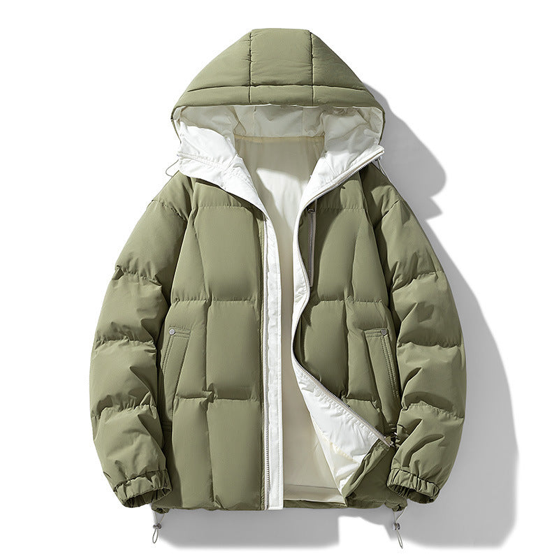 Warm Men's Puffer Coat - Boxy Quilted Hooded, Cotton Winter 3D Changing Face Moving Picture Frame - Tophatter Daily Deals