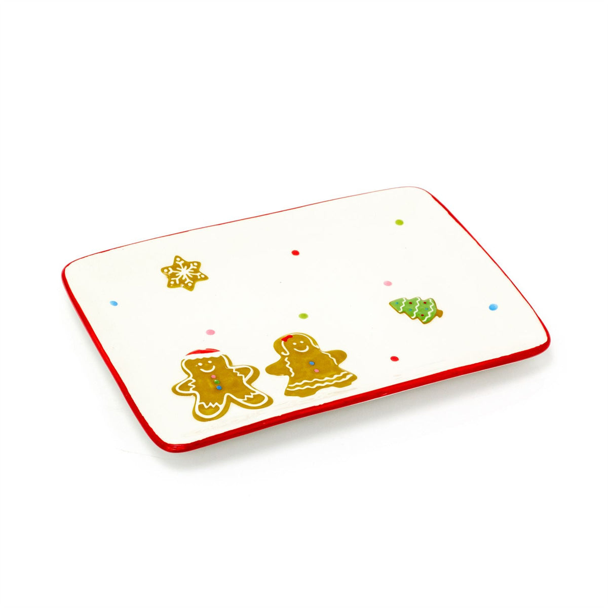 Ceramic Rectangle Christmas Gingerbread Plate Serving Dish Christmas Snack Plate Plate - Tophatter Daily Deals
