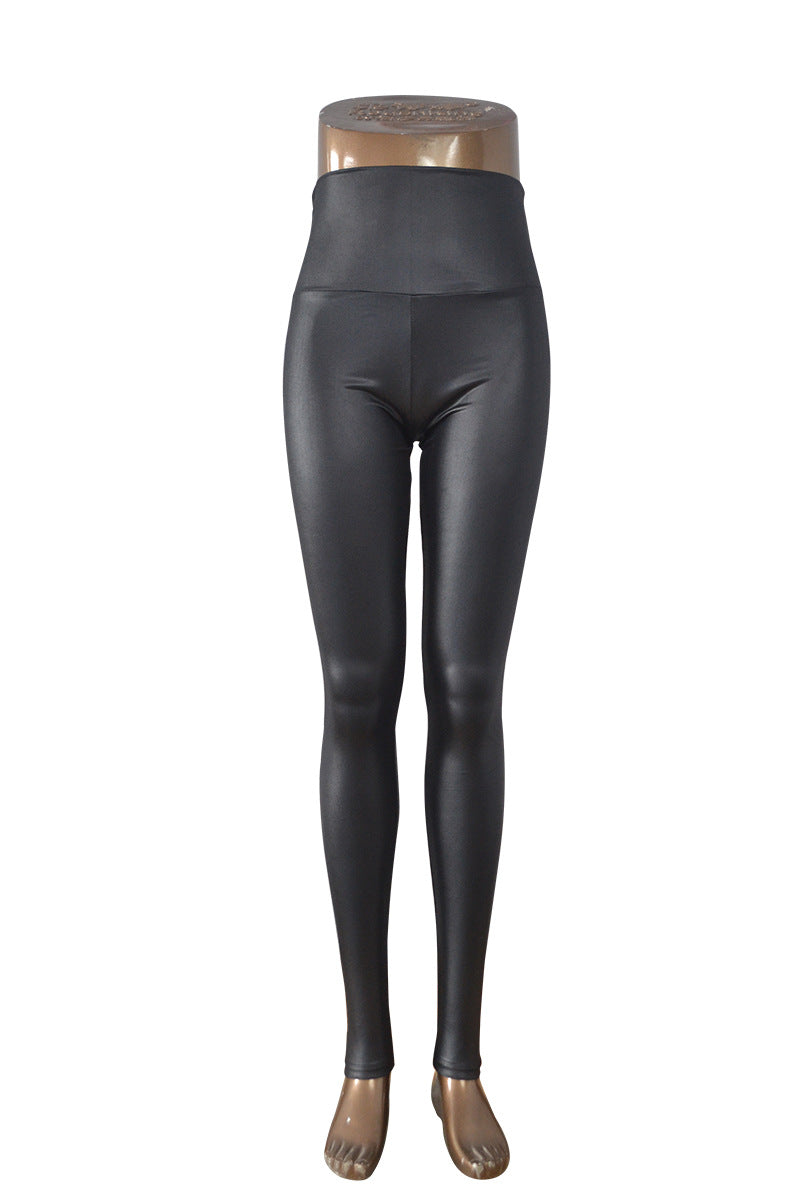 Beautiful Wind Ladies Leggings Nine-point Plus Size Satin black 0 - Tophatter Daily Deals