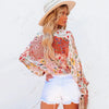 Spring And Summer Floral V-neck Long Sleeve Loose Casual Shirt Humidifier - Tophatter Daily Deals