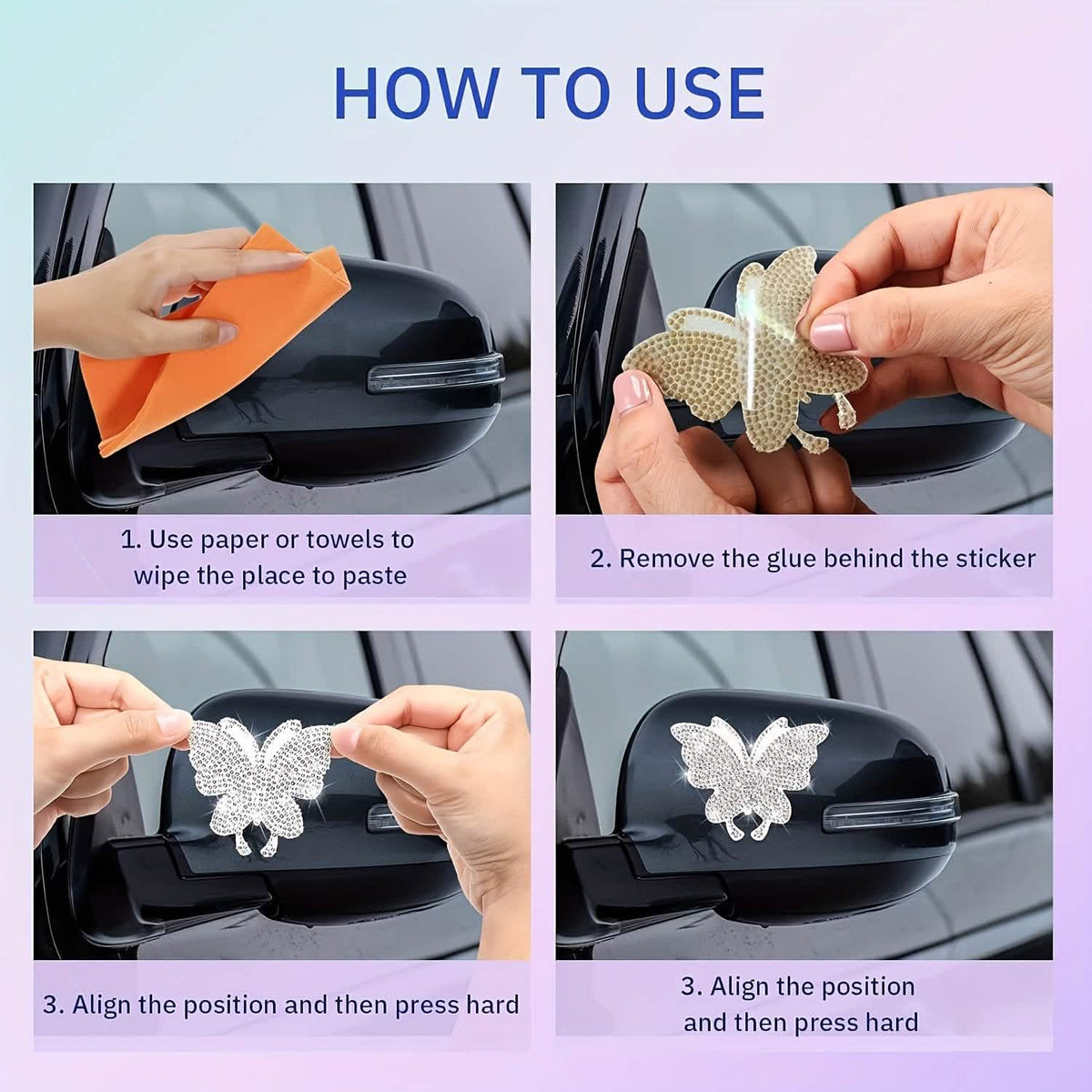 Rhinestone Car Trim Kit, 16.4 ft Crystal Strip with 2 Butterfly Decals Automotive - Tophatter Daily Deals