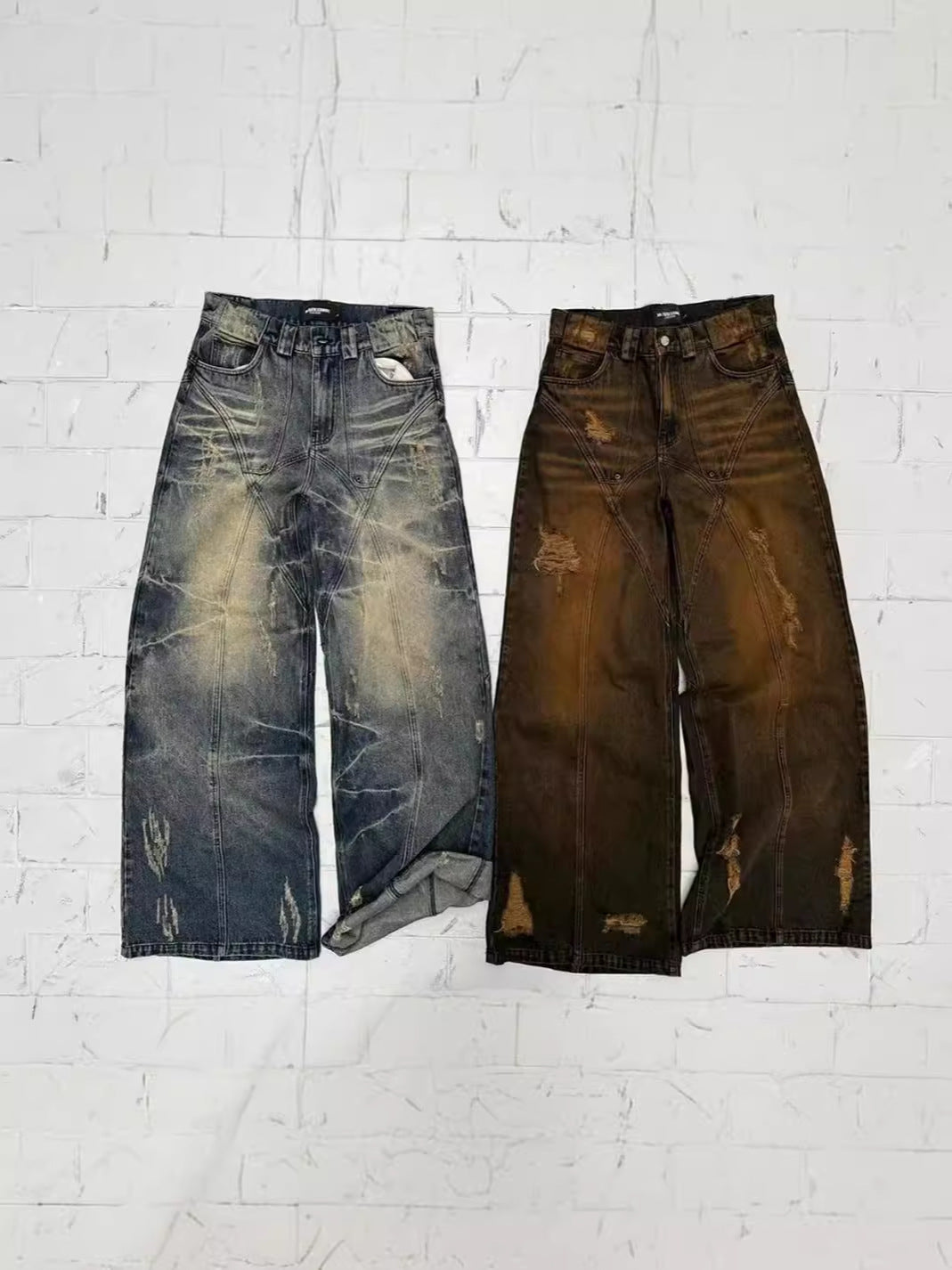 American High Street Straight Yellow Mud Dyed Jeans 0 - Tophatter Daily Deals