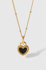 Contrast Heart Pendant Necklace Gold One Size Necklaces - Tophatter Daily Deals