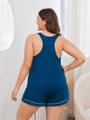 Plus Size Contrast Piping Racerback Tank and Shorts Lounge Set Loungewear Sets - Tophatter Daily Deals