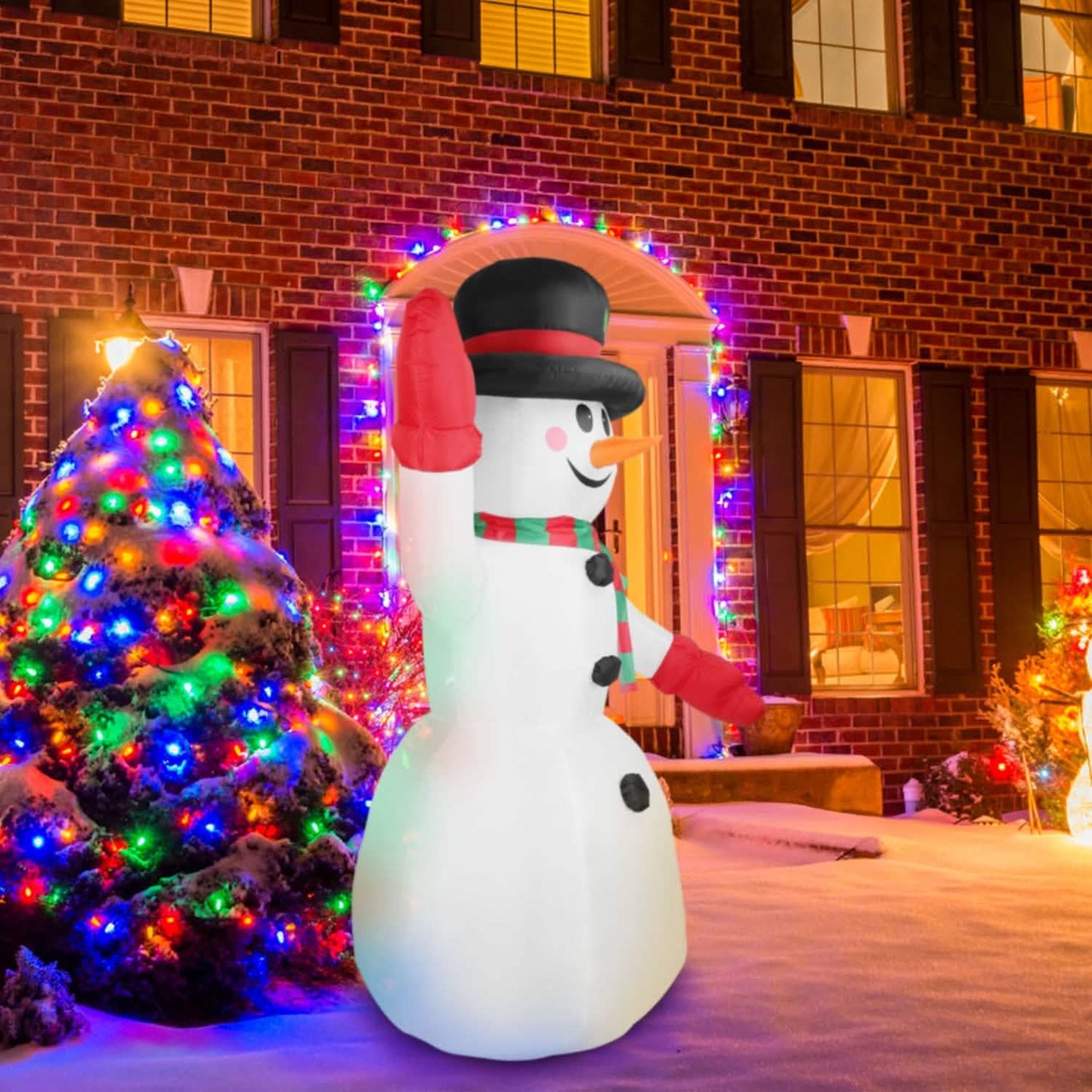 7.9ft Christmas Inflatable Giant Snowman Blow Up with LED Lights Hat Scarf Seasonal Decor - Tophatter Daily Deals
