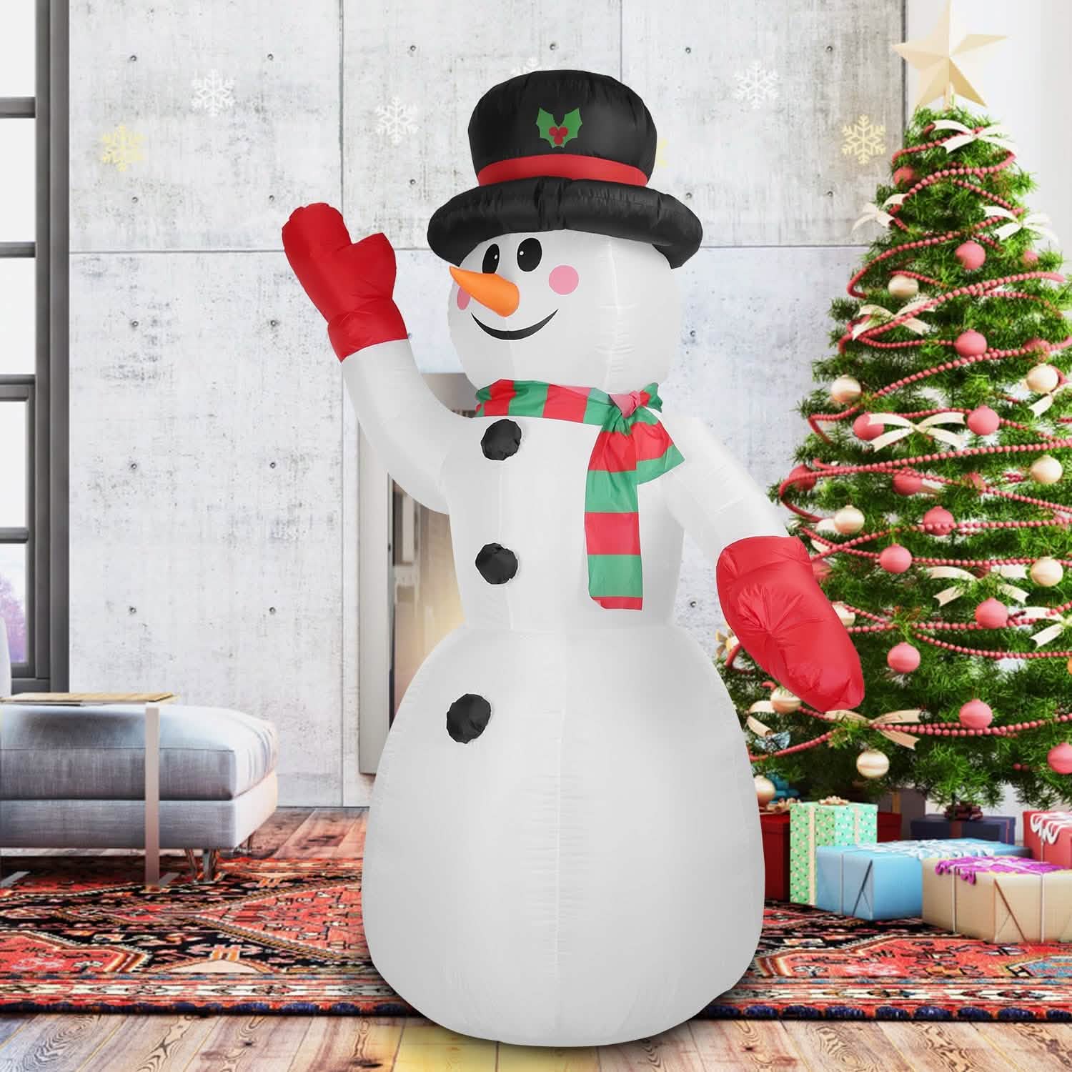 7.9ft Christmas Inflatable Giant Snowman Blow Up with LED Lights Hat Scarf Seasonal Decor - Tophatter Daily Deals