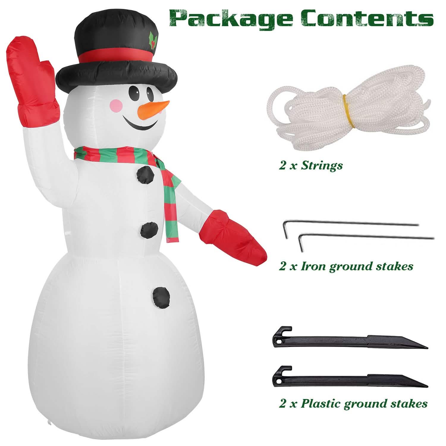 7.9ft Christmas Inflatable Giant Snowman Blow Up with LED Lights Hat Scarf Seasonal Decor - Tophatter Daily Deals