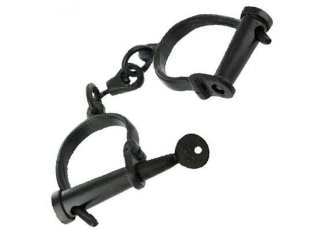 Hand Forged Iron Shackles Medieval Dungeon Black historical period - Tophatter Daily Deals