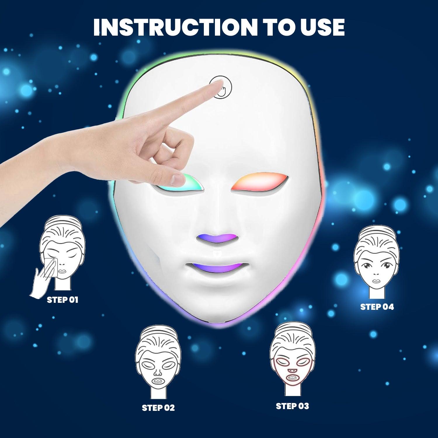 LED Face Mask - 7 Colors Facial LED Mask Photon Skin Therapy Rejuvenation Wireless Anti Aging UK Personal Care - Tophatter Daily Deals