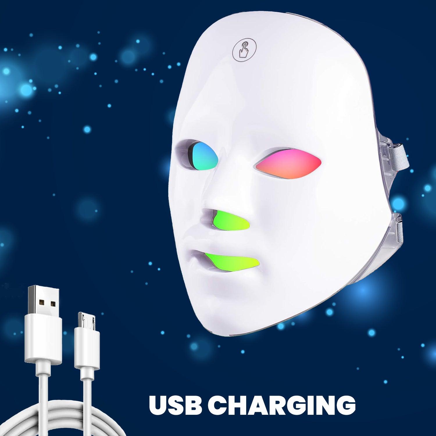 LED Face Mask - 7 Colors Facial LED Mask Photon Skin Therapy Rejuvenation Wireless Anti Aging UK Personal Care - Tophatter Daily Deals