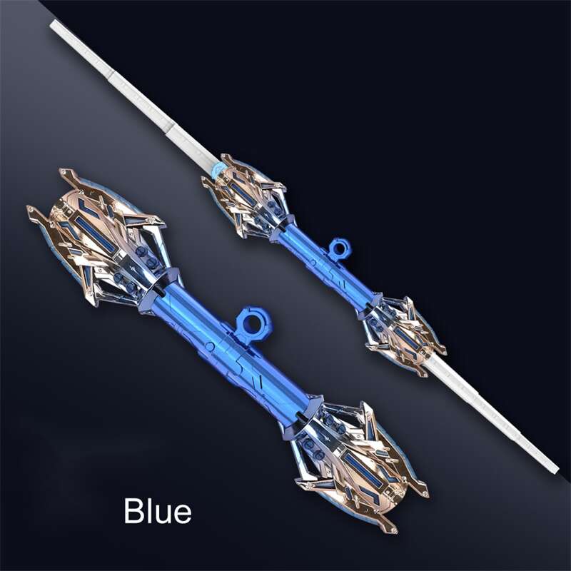 Double-head Rotatable Flash Lightsaber Telescopic Sword Blue - Tophatter Daily Deals