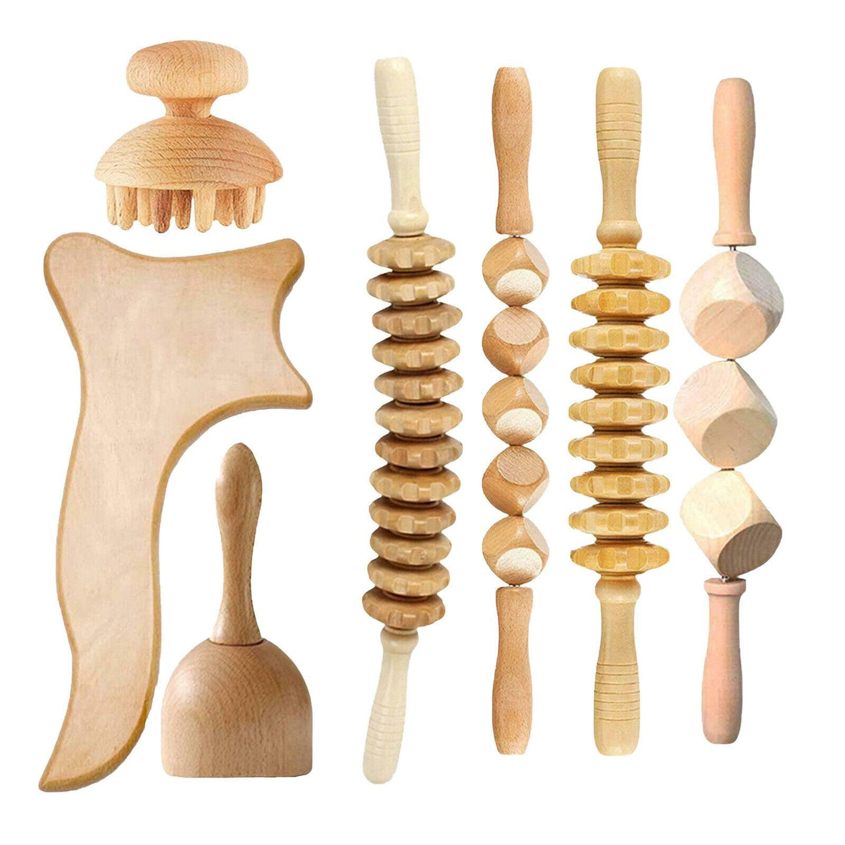 Wooden Massage Tools - 7PCS Wood Therapy Massage Tools Lymphatic Drainage Massager Maderoterapia Kit UK Apparel & Accessories - Tophatter Daily Deals