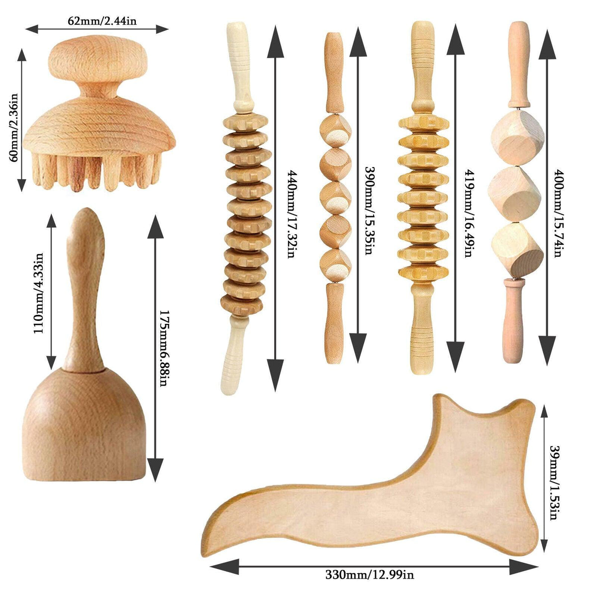 Wooden Massage Tools - 7PCS Wood Therapy Massage Tools Lymphatic Drainage Massager Maderoterapia Kit UK Apparel & Accessories - Tophatter Daily Deals