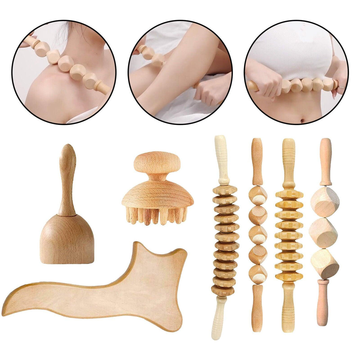 Wooden Massage Tools - 7PCS Wood Therapy Massage Tools Lymphatic Drainage Massager Maderoterapia Kit UK Apparel & Accessories - Tophatter Daily Deals