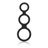 Maximizer Enhancer Triple Silicone Ring Set Black with 2 Inch Base, 1.5 Inch Scrotum, and 1.25 Inch Shaft Rings > Cock Ring > Sets - Tophatter Daily Deals