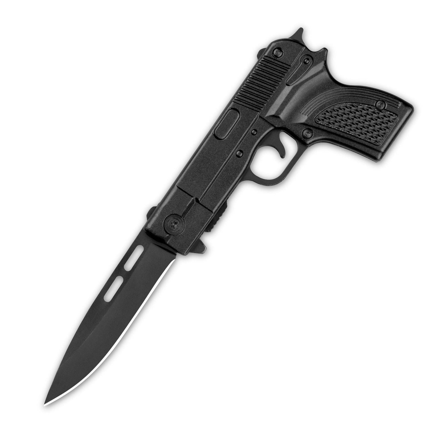 7" Tactical Pistol Replica Gun Spring OPEN Assisted Grey Pocket Knife - Tophatter Daily Deals