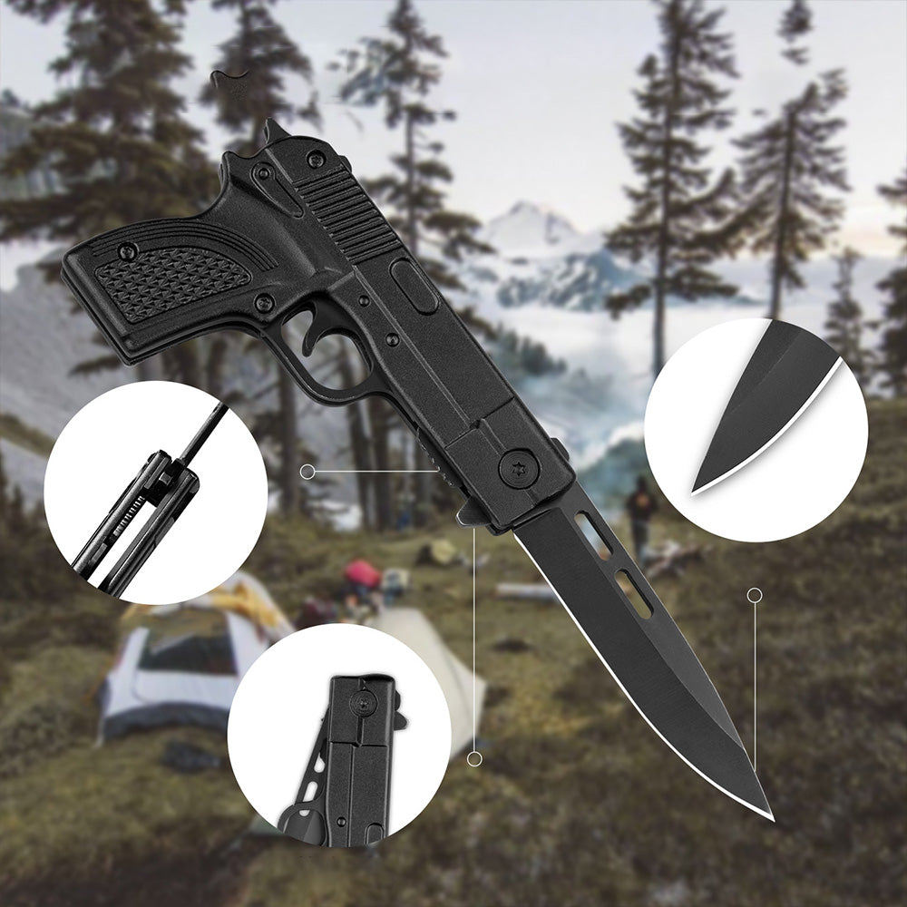 7" Tactical Pistol Replica Gun Spring OPEN Assisted Grey Pocket Knife - Tophatter Daily Deals