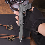 7" Tactical Pistol Replica Gun Spring OPEN Assisted Grey Pocket Knife - Tophatter Daily Deals