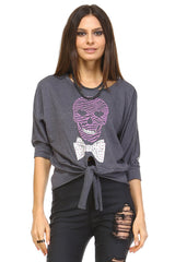 Women's Front Tie Sweater Grey 24 Sweater - Tophatter Daily Deals
