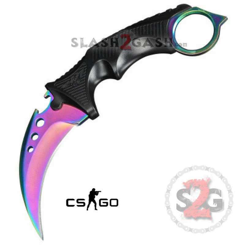 CSGO ELITE Counter Strike Full Tang KARAMBIT Tactical Claw Neck Knife Rainbow Knife-Fixed - Tophatter Daily Deals