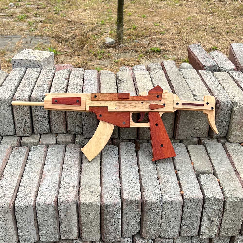 Solid Beech Wood MP5 SMG Replica Rubber Band Gun Model Kit - Tophatter Daily Deals