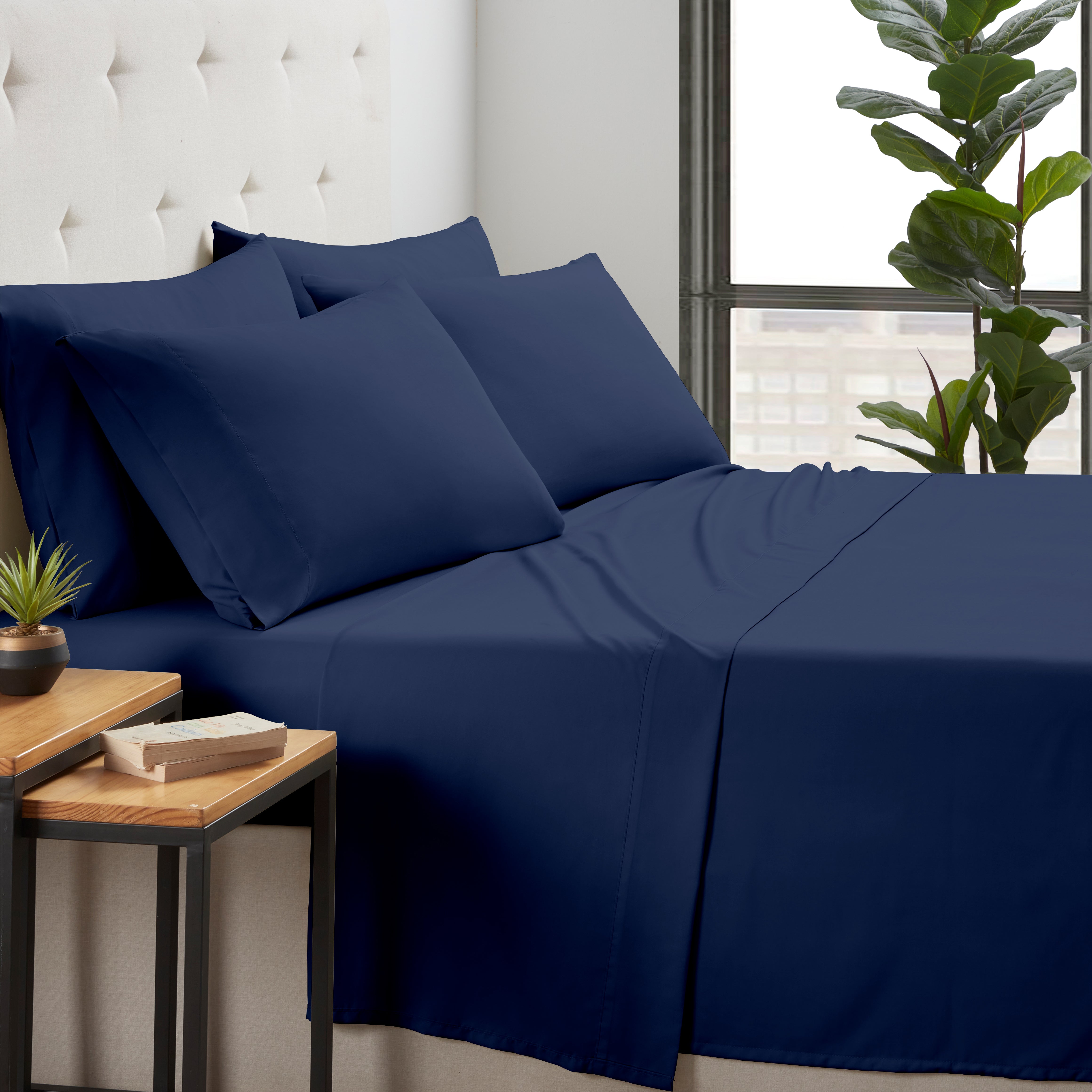 Kathy Ireland 6 Piece Bamboo Cooling Sheet Set Denim Bedding - Tophatter Daily Deals