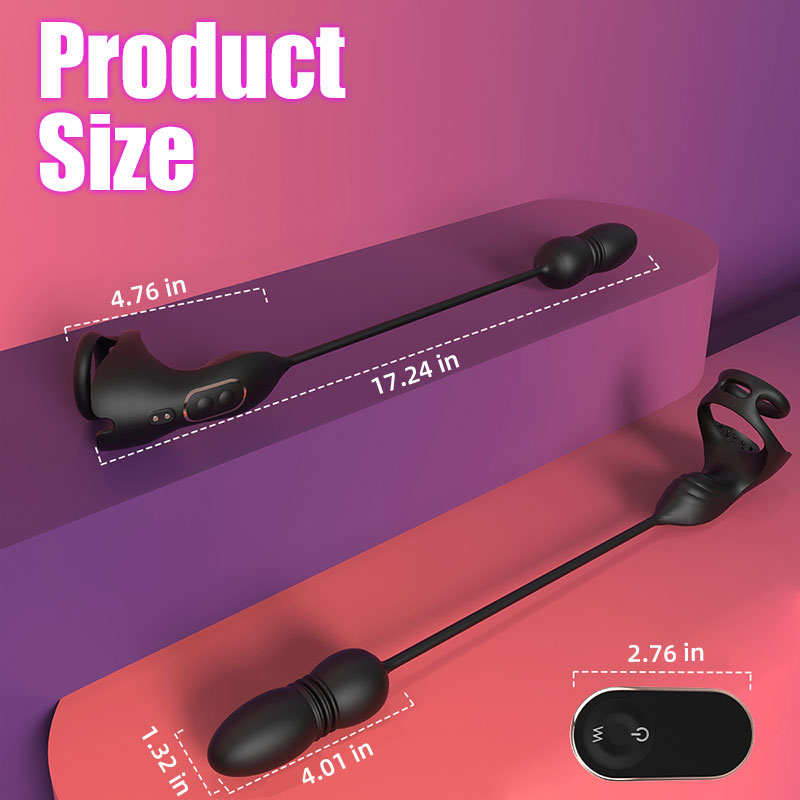 Acmejoy - 9 Thrusting & Vibrating Prostate Massager with Dual Cocking Rings Testicular Stimulator Anal Toys - Tophatter Daily Deals