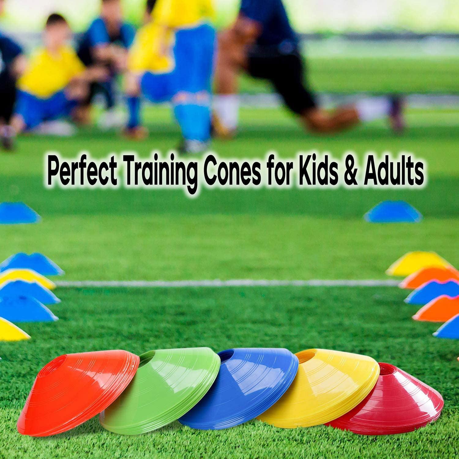 Football Training Cones – Indoor/Outdoor Use – Set of 50 Sports Safety Space Marker Cones with Stand and Bag. Soccer - Tophatter Daily Deals