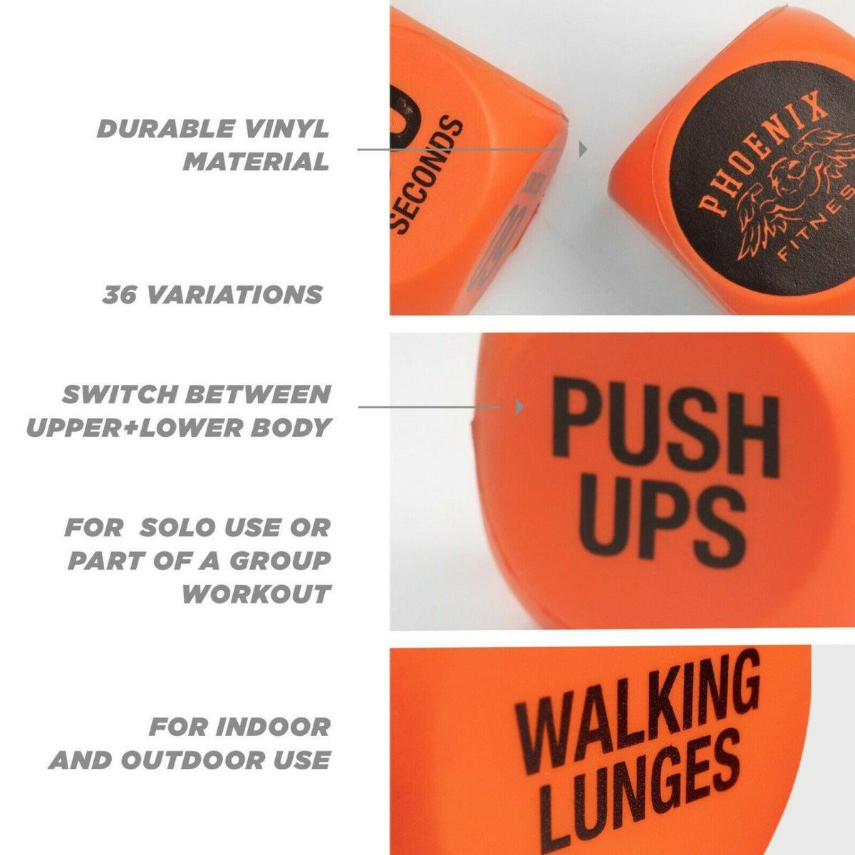 Exercise Dice – Switch Up Training Routines, Workout Fun – Fitness Decision Dice – HIIT and Exercises – Home and Gym – Orange Exercise & Fitness - Tophatter Daily Deals
