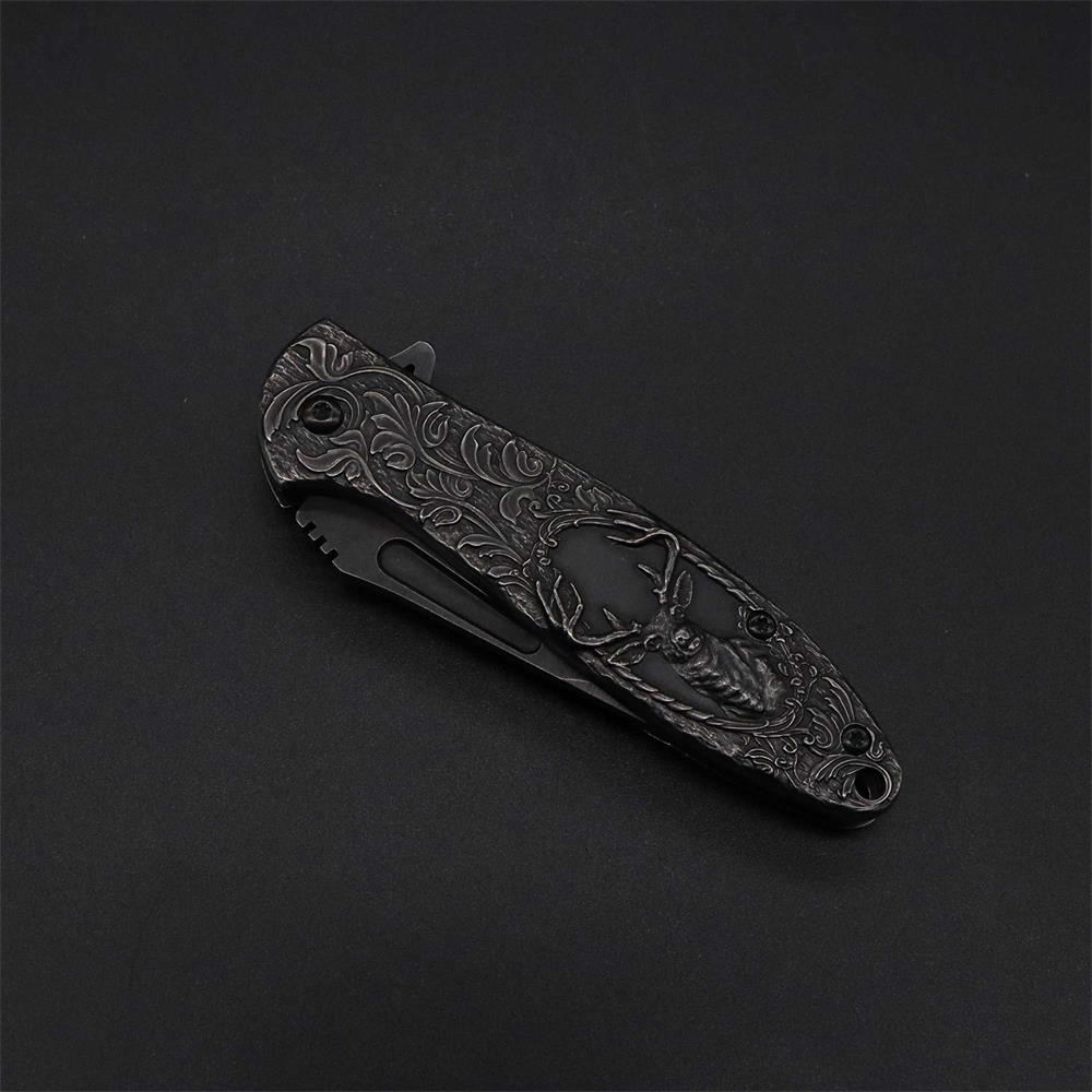 Fantastic Reindeer in the Mirror Folding Knife - Tophatter Daily Deals