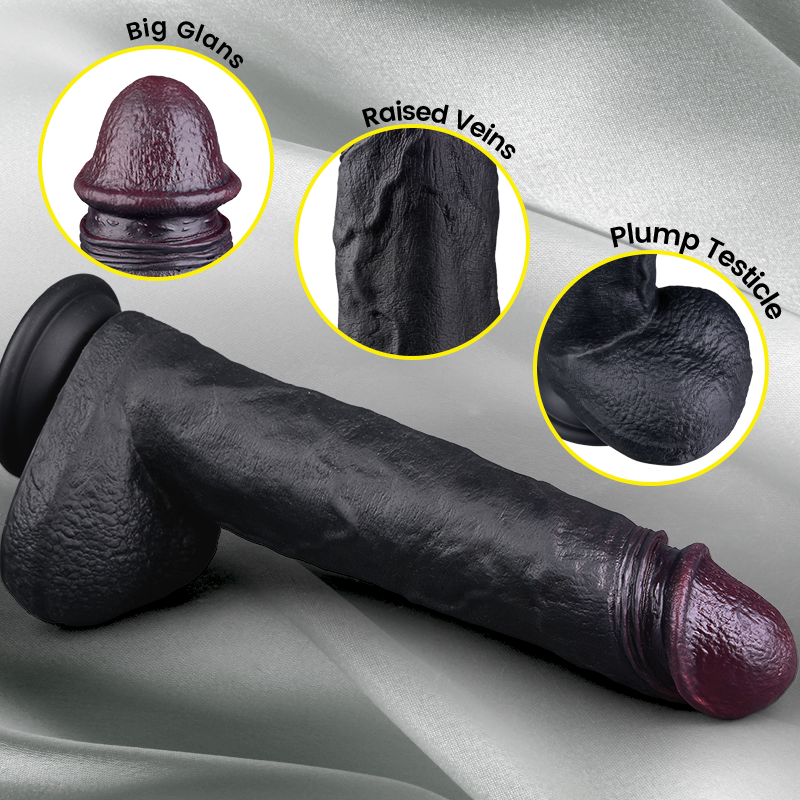 Acmejoy- 3 Thrusting 9 Vibration Heating Big Brown Dildo Tattooed Men Dildos - Tophatter Daily Deals
