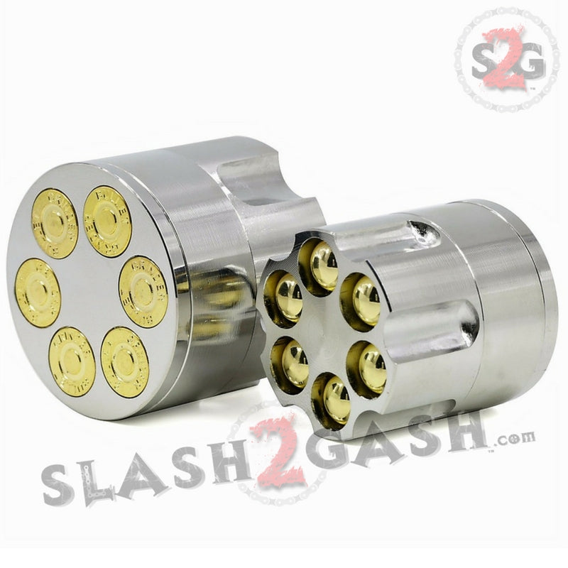 Revolver Bullet Herb Grinder Tobacco Mill - Large 2 Inch 3 piece Smoking Accessories - Tophatter Daily Deals